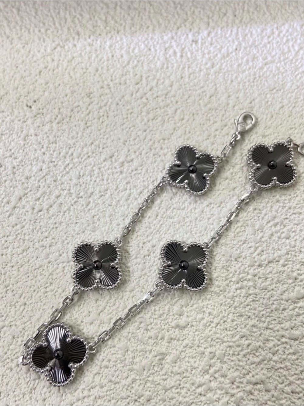 Sterling Silver Four-Leaf Clover Link Bracelet - Silver